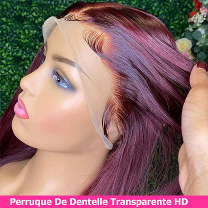 Peluca de encaje Bob corto de color 99J cabello humano de encaje transparente